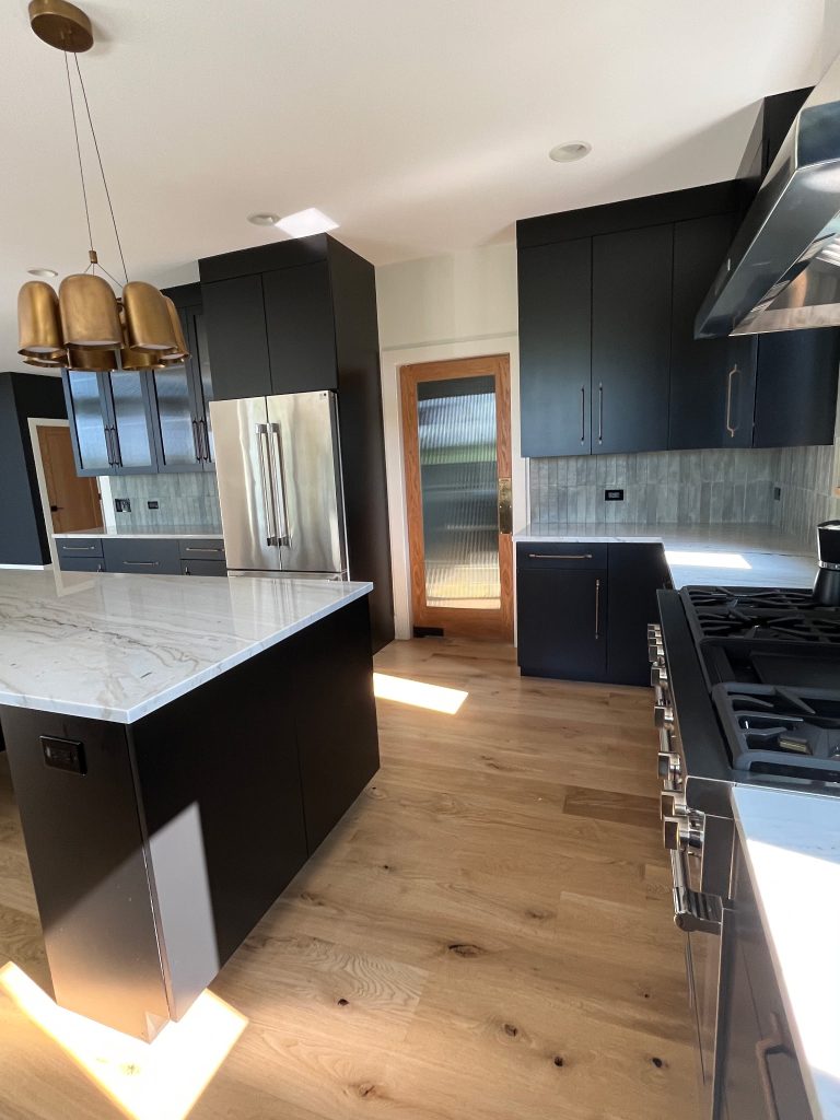 Matte Black Kitchen with Calacatta Island