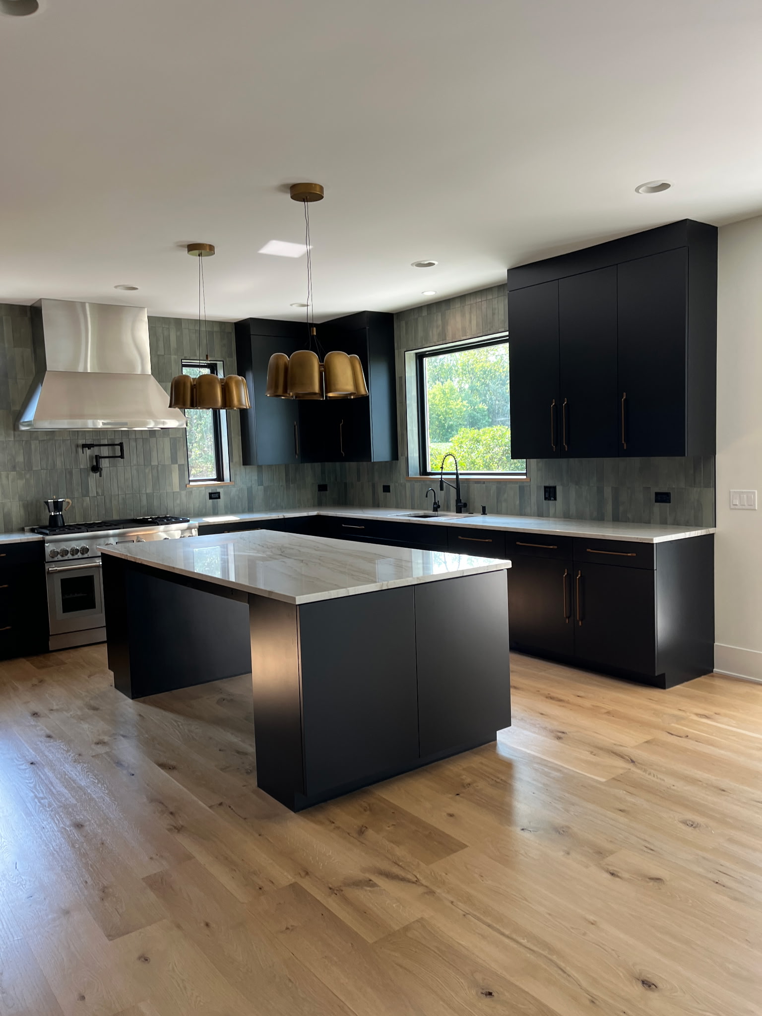 Matte Black Kitchen with Calacatta Island